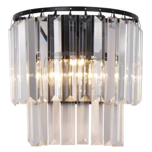 Celestial 2 Light 2 Tier Crystal Glass Wall Bracket, Black by Lighting Inspirations, a Fixed Lights for sale on Style Sourcebook