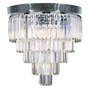 Celestial 40cm Flush 6 Light 5 Tier Crystal Glass Chandelier, Chrome by Lighting Inspirations, a Fixed Lights for sale on Style Sourcebook