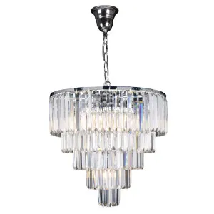 Celestial 49cm 10 Light 5 Tier Crystal Glass Chandelier, Chrome by Lighting Inspirations, a Fixed Lights for sale on Style Sourcebook