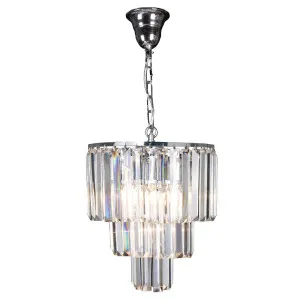 Celestial 29cm 4 Light 3 Tier Crystal Glass Chandelier, Chrome by Lighting Inspirations, a Fixed Lights for sale on Style Sourcebook