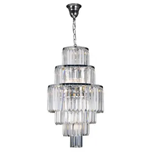 Celestial 39cm 9 Light 6 Tier Crystal Glass Chandelier, Chrome by Lighting Inspirations, a Fixed Lights for sale on Style Sourcebook