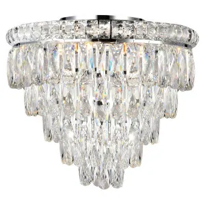 Emporia 45cm Flush 5 Light 5 Tier Crystal Glass Chandelier, Chrome by Lighting Inspirations, a Chandeliers for sale on Style Sourcebook