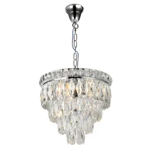 Emporia 34cm 4 Light 4 Tier Crystal Glass Chandelier, Chrome by Lighting Inspirations, a Chandeliers for sale on Style Sourcebook