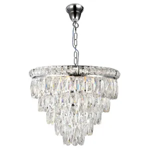 Emporia 45cm 8 Light 5 Tier Crystal Glass Chandelier, Chrome by Lighting Inspirations, a Chandeliers for sale on Style Sourcebook