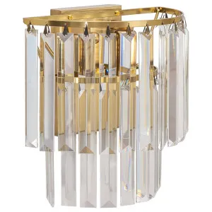 Celestial 2 Light 2 Tier Crystal Glass Wall Bracket, Satin Brass by Lighting Inspirations, a Fixed Lights for sale on Style Sourcebook