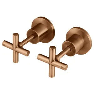 Round Cross Handle Jumper Valve Wall Top Assemblies, Lustre Bronze by Meir, a Bathroom Taps & Mixers for sale on Style Sourcebook