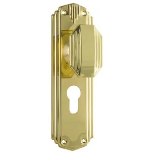 Art Deco Euro Knob Set, Polished Brass by Tradco, a Door Hardware for sale on Style Sourcebook