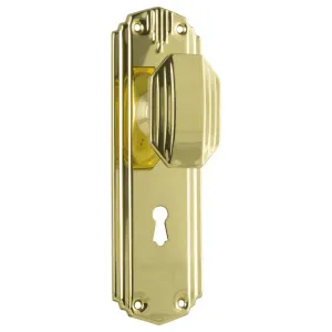 Art Deco Knob Lock Set, Polished Brass by Tradco, a Door Hardware for sale on Style Sourcebook