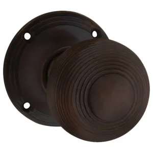 Reeded Knob on Rose Set, Antique Brass by Tradco, a Door Hardware for sale on Style Sourcebook