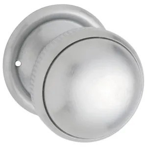 Small Milled Edge Knob on Rose Set, Sat Chrome by Tradco, a Door Hardware for sale on Style Sourcebook