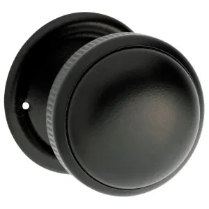 Small Milled Edge Knob on Rose Set, Matte Blk by Tradco, a Door Hardware for sale on Style Sourcebook