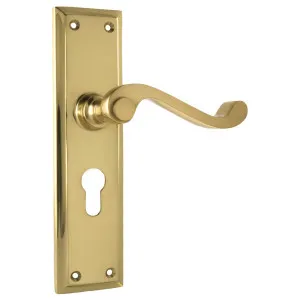 Milton Euro Lever Set, Polished Brass by Tradco, a Door Hardware for sale on Style Sourcebook