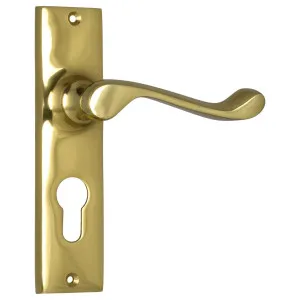 Fremantle Euro Lever Set, Polished Brass by Tradco, a Door Hardware for sale on Style Sourcebook