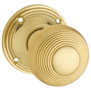 Reeded Knob on Rose Set, Polished Brass by Tradco, a Door Hardware for sale on Style Sourcebook