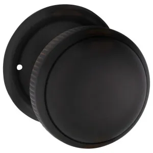 Small Milled Edge Knob on Rose Set, Atq Copper by Tradco, a Door Hardware for sale on Style Sourcebook