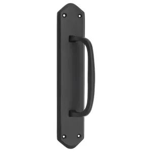 Offset Pull Handle w/Backplate, Matte Black by Tradco, a Door Hardware for sale on Style Sourcebook
