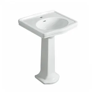 Turner Hastings Claremont 58x45cm Fireclay Basin & Pedestal (w/ 1 Tap Hole), White by Turner Hastings, a Basins for sale on Style Sourcebook