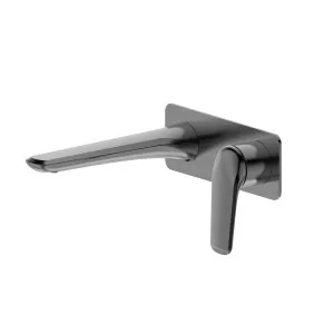 Tela Wall Basin Mixer Set Square Trim Kit Brushed Gun Metal by Haus25, a Bathroom Taps & Mixers for sale on Style Sourcebook