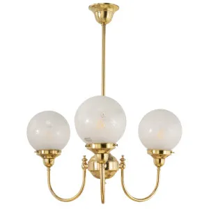 Luke Modern Vintage Polished Brass Pendant with Sheffield Opal Glass Orb 3 Light by Lighting Inspirations, a Lighting for sale on Style Sourcebook