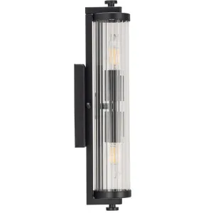 Rockford Tubular Dual Wall Light with Ribbed Glass Diffuser Matte Black by Lighting Inspirations, a Wall Lighting for sale on Style Sourcebook