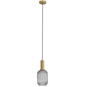 Oriel Lighting Luxe.130 Handcrafted Reeded Glass Pendant Smoke by Oriel Lighting, a Lighting for sale on Style Sourcebook