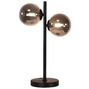 Oriel Lighting Valcross Duo Glass Orb Table Lamp Black with Smoke Glass by Oriel Lighting, a Lamps for sale on Style Sourcebook