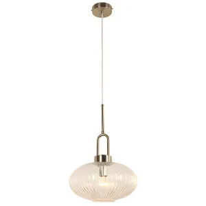 Cape Contemporary Lantern Pendant with Ribbed Glass Shade Brushed Nickel by Lighting Inspirations, a Lighting for sale on Style Sourcebook