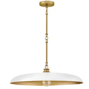 Hinkley Sadie Large Brass Disc Pendant with Wide Open Base Lacquered Brass with Chalk White by Hinkley, a Lighting for sale on Style Sourcebook