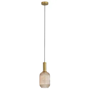 Oriel Lighting Luxe.130 Handcrafted Reeded Glass Pendant Amber by Oriel Lighting, a Lighting for sale on Style Sourcebook