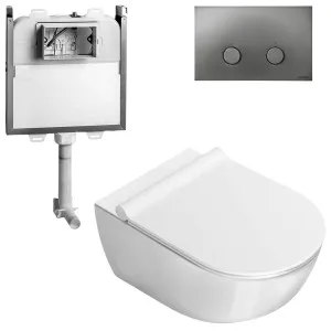 Catalano Sfera Wall Hung Toilet Suite with Slim Soft Close Seat - Includes Rogerseller Cistern & Flushplate Graphite SFERAWHSLGR by Catalano, a Toilets & Bidets for sale on Style Sourcebook