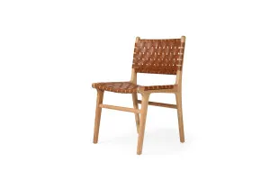 Altadena Woven Leather Side Chair - Tan by Azure Interiors, a Chairs for sale on Style Sourcebook