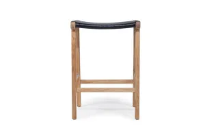 Altadena Leather Saddle Stool - Black by Azure Interiors, a Bar Stools for sale on Style Sourcebook
