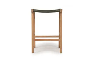 Altadena Leather Saddle Stool - Flat - Olive by Azure Interiors, a Bar Stools for sale on Style Sourcebook