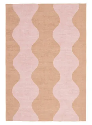 Zamora Beige and Pink Wave Washable Rug by Miss Amara, a Kids Rugs for sale on Style Sourcebook