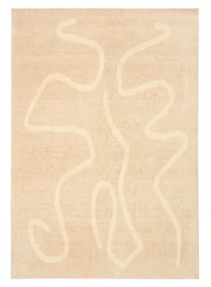 Larsa Beige and Light Beige Abstract Washable Rug by Miss Amara, a Other Rugs for sale on Style Sourcebook