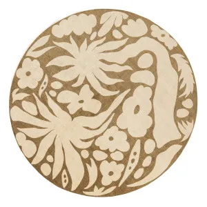 Bess Khaki and Brown Floral Rollie Pollie Round Playmat by Miss Amara, a Kids Rugs for sale on Style Sourcebook
