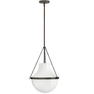 Hinkley Collins Hand-Blown Opal Glass Teardrop Pendant Black Oxide by Hinkley, a Lighting for sale on Style Sourcebook