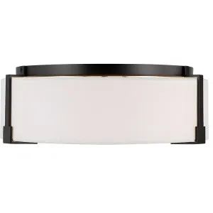 Thom Filicia Bergen Round Flush Mount with White Linen Shade by Visual Comfort Studio Aged Iron by Visual Comfort & Co - Studio, a Lighting for sale on Style Sourcebook