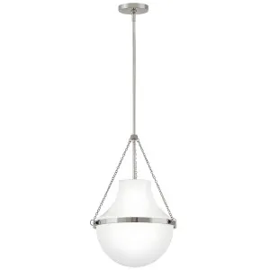 Hinkley Collins Hand-Blown Opal Glass Teardrop Pendant Polished Nickel by Hinkley, a Lighting for sale on Style Sourcebook
