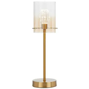 Telbix Crevil Decorative LED Table Lamp with Gradient Cylinder Glass Shade Antique Gold with Amber Glass by Telbix, a Lamps for sale on Style Sourcebook