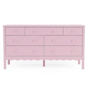 Serra 150cm Solid Pine 7-drawer Lowboy Dresser in Pink by Luxo Furniture, a Dressers & Chests of Drawers for sale on Style Sourcebook