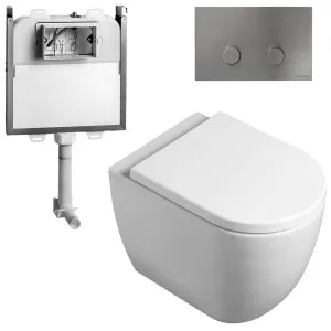 Catalano Sfera Wall Faced Toilet Suite with Standard Soft Close Seat - Includes Rogerseller Cistern & Flushplate Brushed Nickel SFERAWFSTDBN by Catalano, a Toilets & Bidets for sale on Style Sourcebook