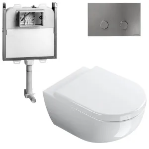 Catalano Sfera Wall Hung Toilet Suite with Standard Soft Close Seat - Includes Rogerseller Cistern & Flushplate Brushed Nickel SFERAWHSTDBN by Catalano, a Toilets & Bidets for sale on Style Sourcebook