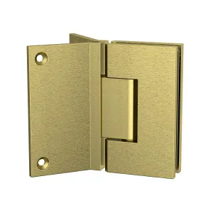 Boston Heavy Duty Large Wall to Glass Hinge with Corner type Mounting Plate - Raw Brushed Brass by Estelle, a Bathroom Fixtures for sale on Style Sourcebook