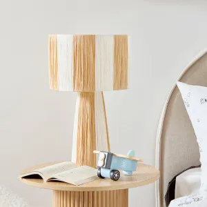 Muse Lana Stripe 50Cm Table Lamp Natural/White by Muse, a Table & Bedside Lamps for sale on Style Sourcebook