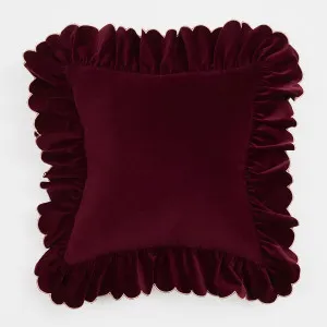 Muse Celine Scalloped Frill Velvet Feather Cushion Berry by Muse, a Cushions, Decorative Pillows for sale on Style Sourcebook