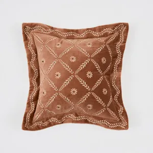 Habitat Robin Velvet Embroidered Cushion Rust by Habitat, a Cushions, Decorative Pillows for sale on Style Sourcebook