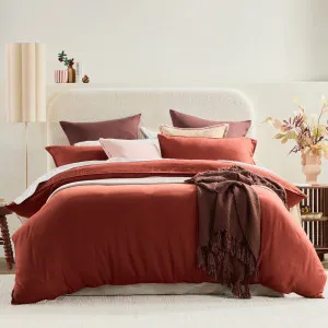 Pillow Talk Washed Linen Look Quilt Cover Set Rust by Pillow Talk, a Quilt Covers for sale on Style Sourcebook