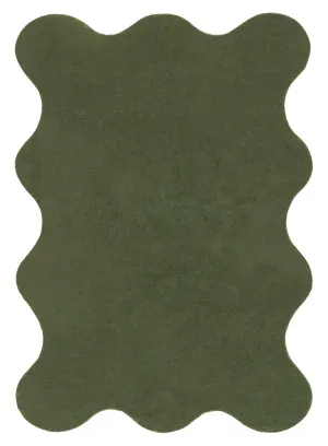 Sandara Olive Scallop Washable Rug by Miss Amara, a Kids Rugs for sale on Style Sourcebook