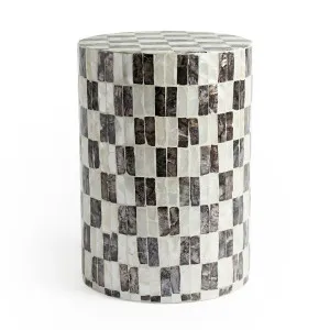 Solea Checkered Mother of Pearl Side Table in Mocha Cream by Luxo Furniture, a Side Table for sale on Style Sourcebook
